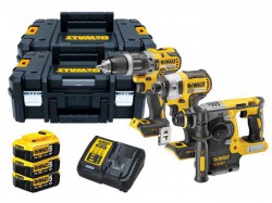 DeWalt DCK368P3T XR 3 Piece Drill, Impact & SDS Kit With 3 x 18v - 5Ah Batteries